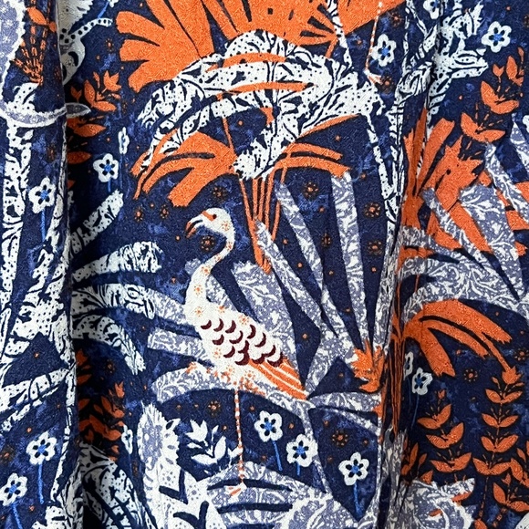 Maeve By Anthropologie Cathy Pleated Blouse with Blue and Orange Jungle Print XS - Picture 7 of 16